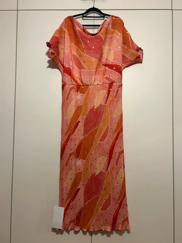 Never Fully Dressed Pink Abstract Print Midi Dress, Size XL