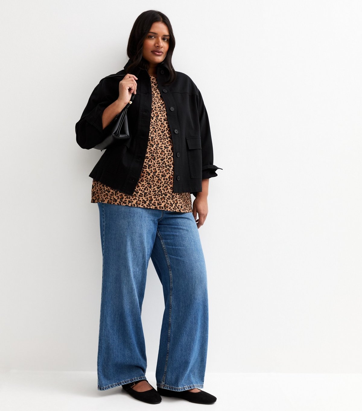 New Look Women's Plus Size Brown Leopard Print T-Shirt Curves New Look - 4