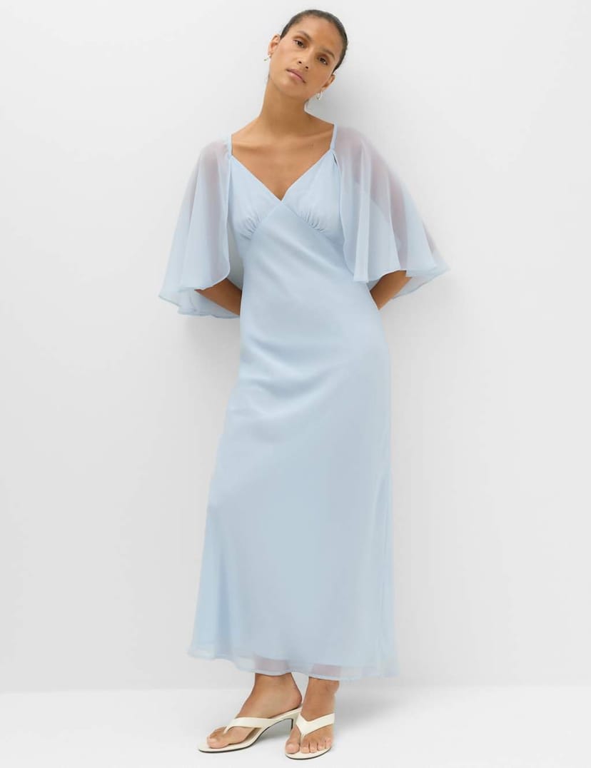Marks & Spencer M&S Cape V-Neck Maxi Dress Pale Blue - 1