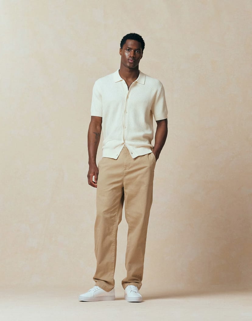 ASOS Lacoste straight leg woven trouser in beige - 1