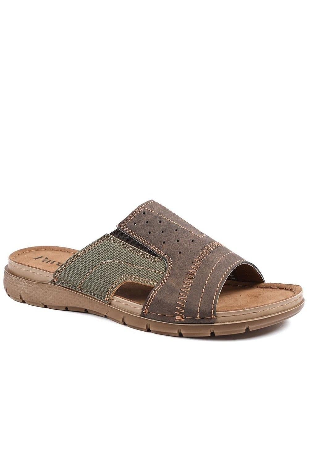 Pavers Pavers Men's Perforated Comfort Slip On Sandals in Khaki