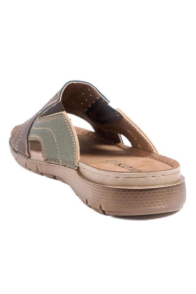Pavers Pavers Men's Perforated Comfort Slip On Sandals in Khaki - 3