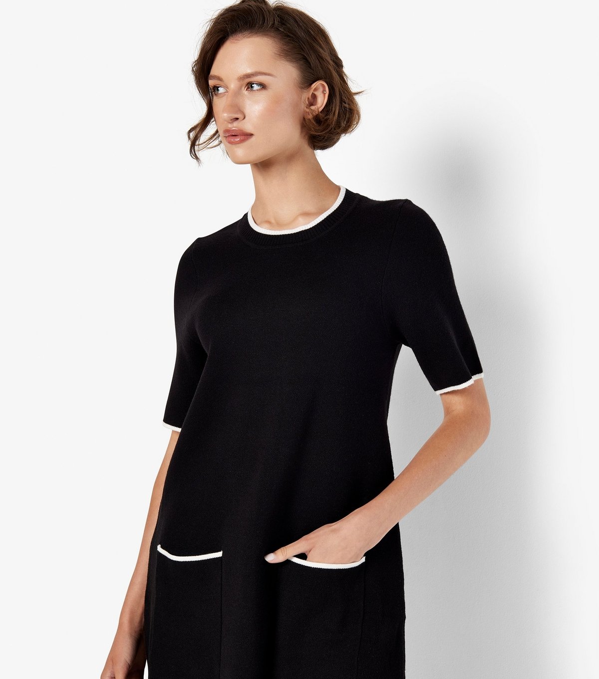 Apricot Women's Black Contrast Piping Knit Dress Apricot New Look - 4