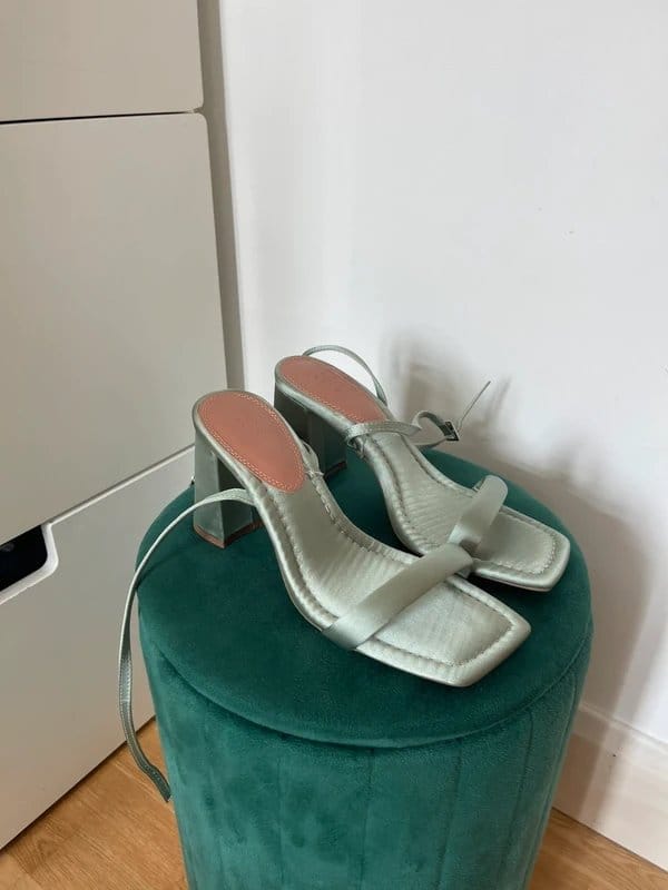 ASOS Design Heeled sandals in a beautiful sage green satin. - 1