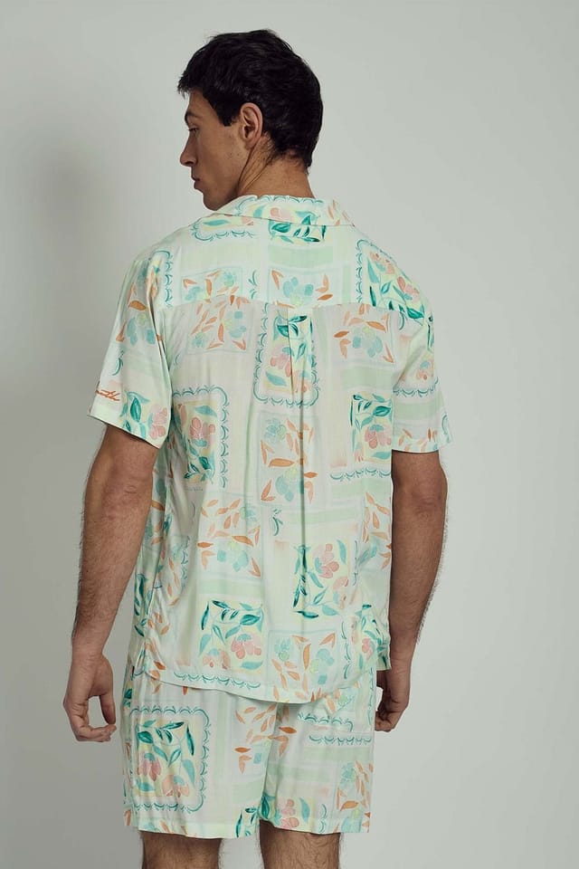 Native Youth Native Youth Men's Short Sleeve Lightweight Floral Relaxed Shirt in Off-White - 2