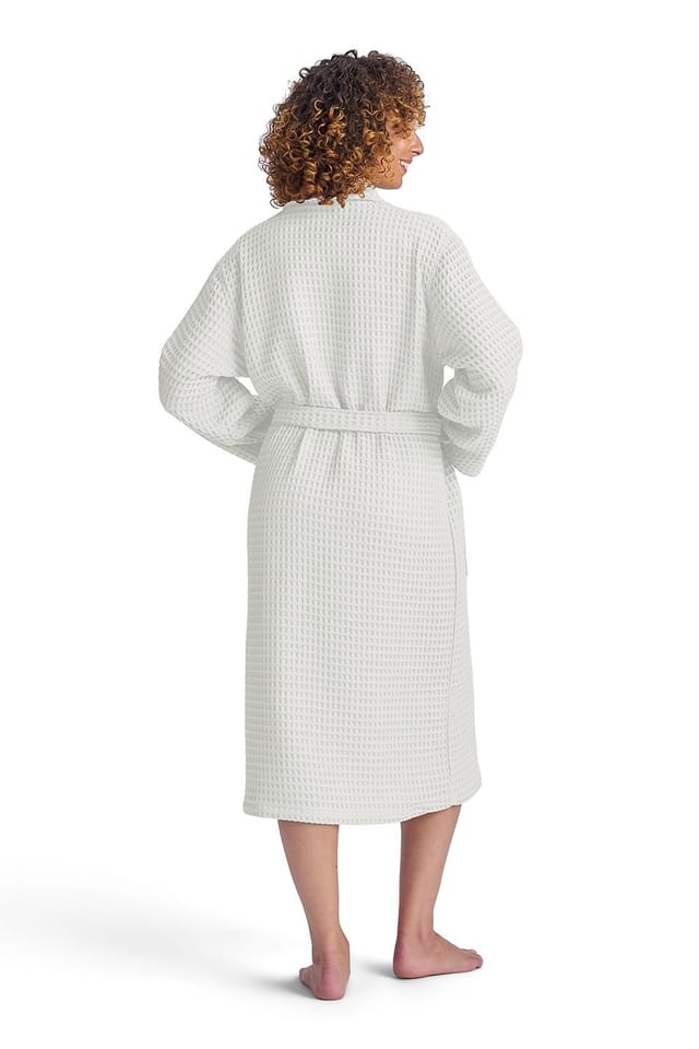 Christy CHRISTY Women's 'Waffle' 100% Turkish Cotton Kimono Style Bathrobe in White - 2