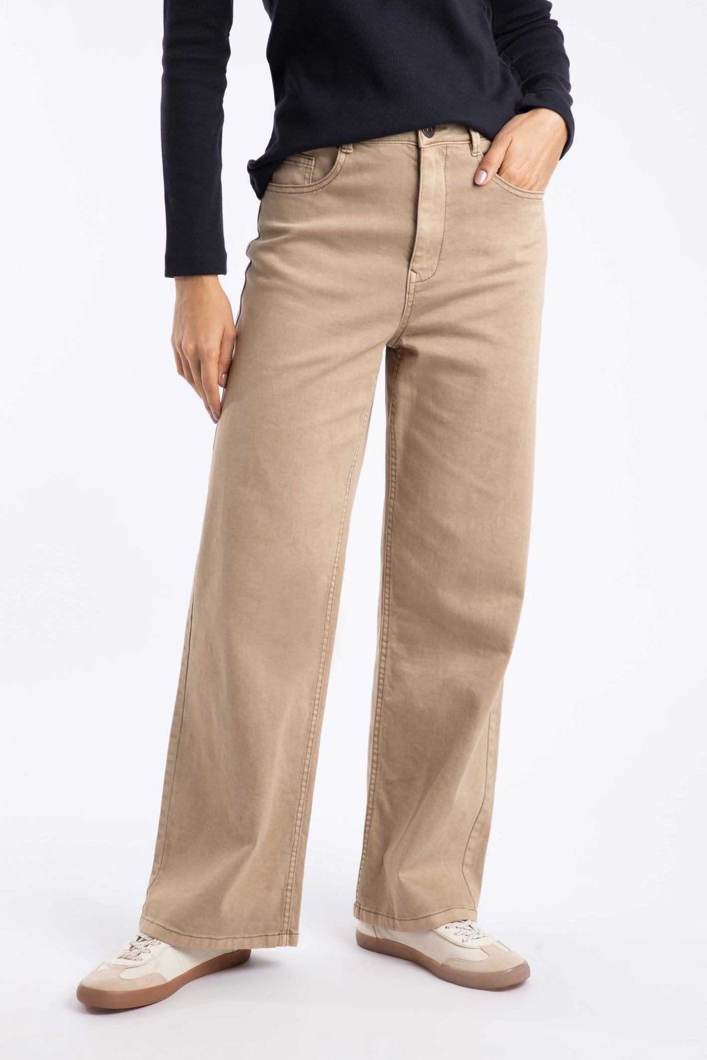 Weird Fish Weird Fish Women's Cora Wide Leg Jean in Light Brown - 4