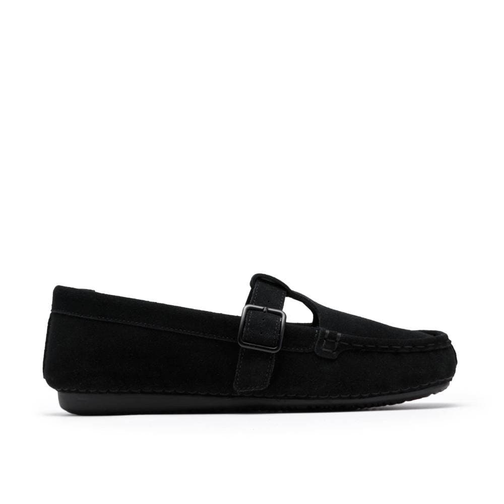 Clarks Clarks Women's Freckle T Bar Black Suede T Bar Shoes, Slip Ons