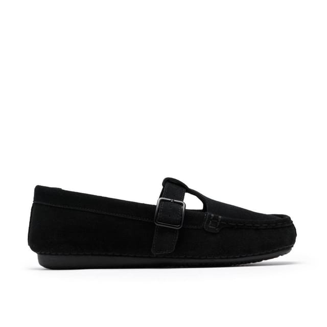 Clarks Clarks Women's Freckle T Bar Black Suede T Bar Shoes, Slip Ons - 3