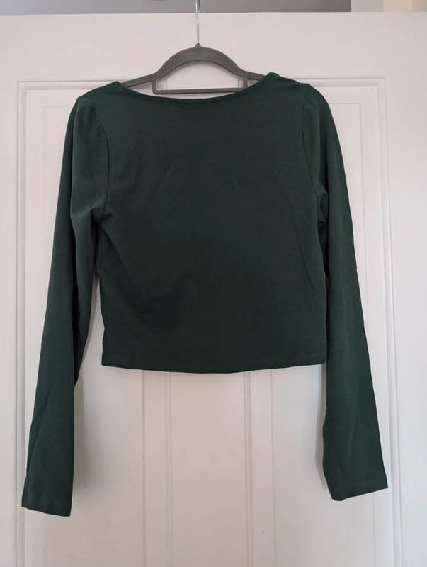 ASOS Dark Green Ruched Long Sleeve Top