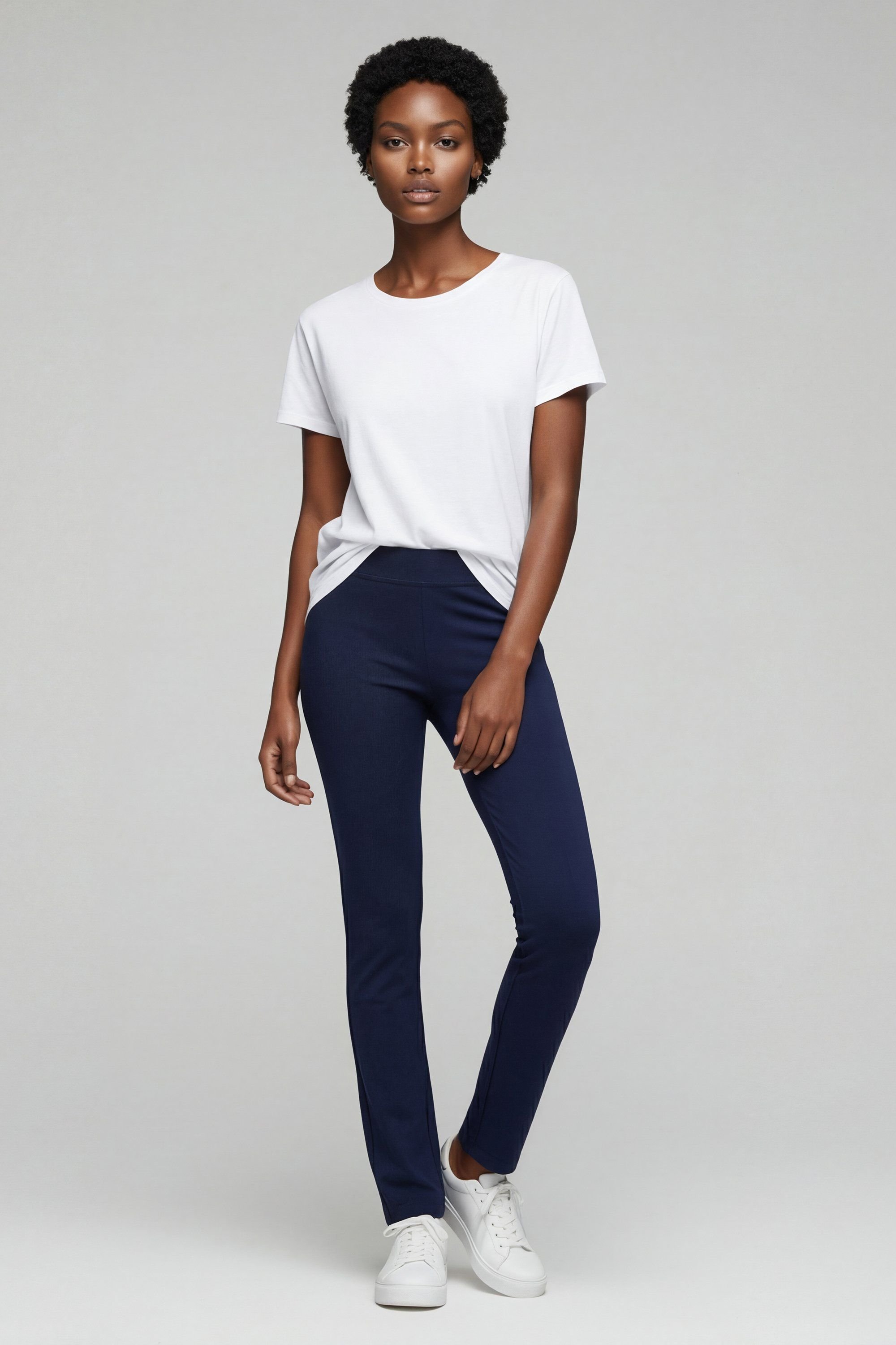 lands end Lands' End Women's Starfish Slim Leg Stretch Jersey Trousers in Navy - 3