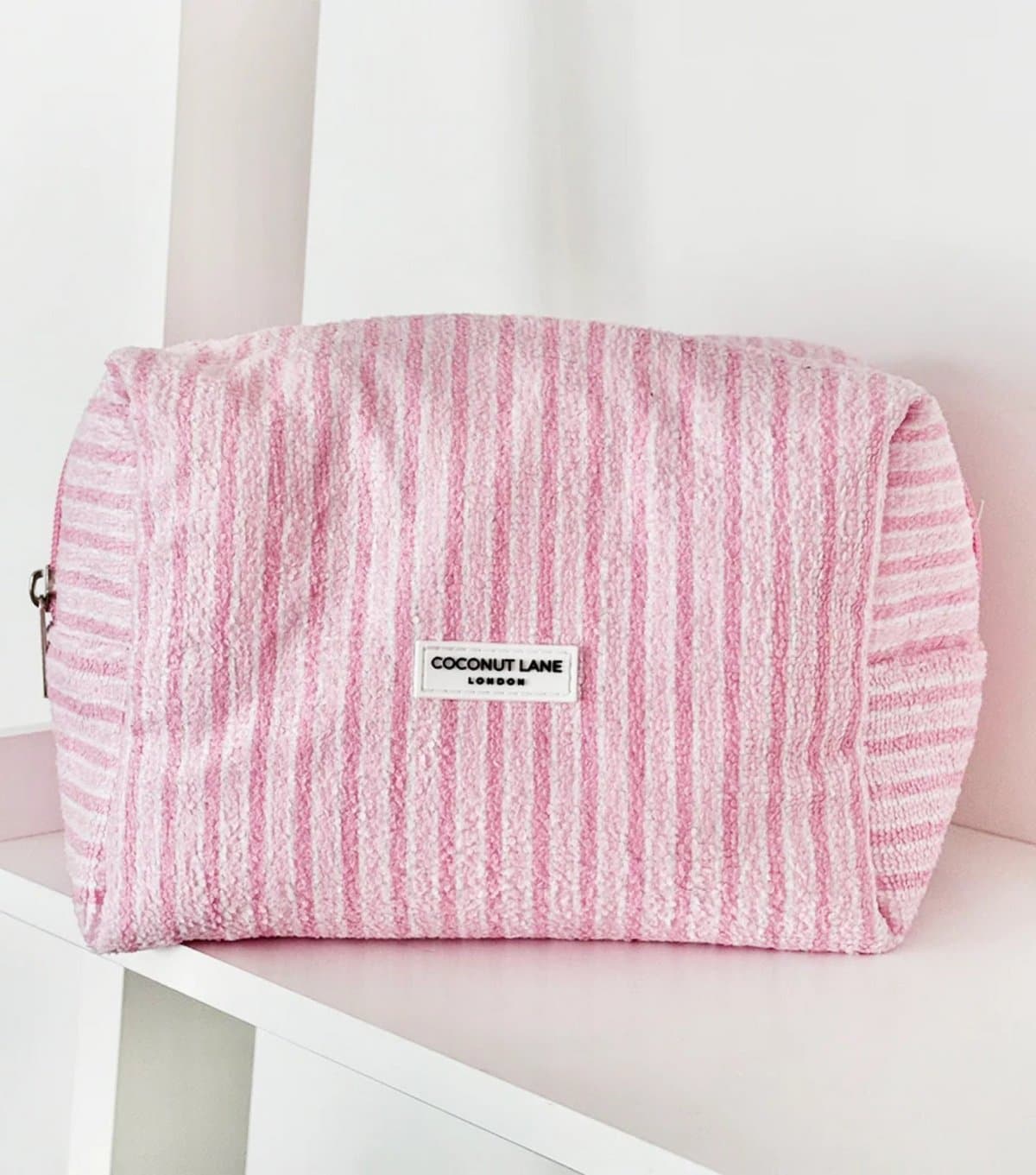Coconut Lane Coconut Lane Pink Striped Towel Makeup Bag
