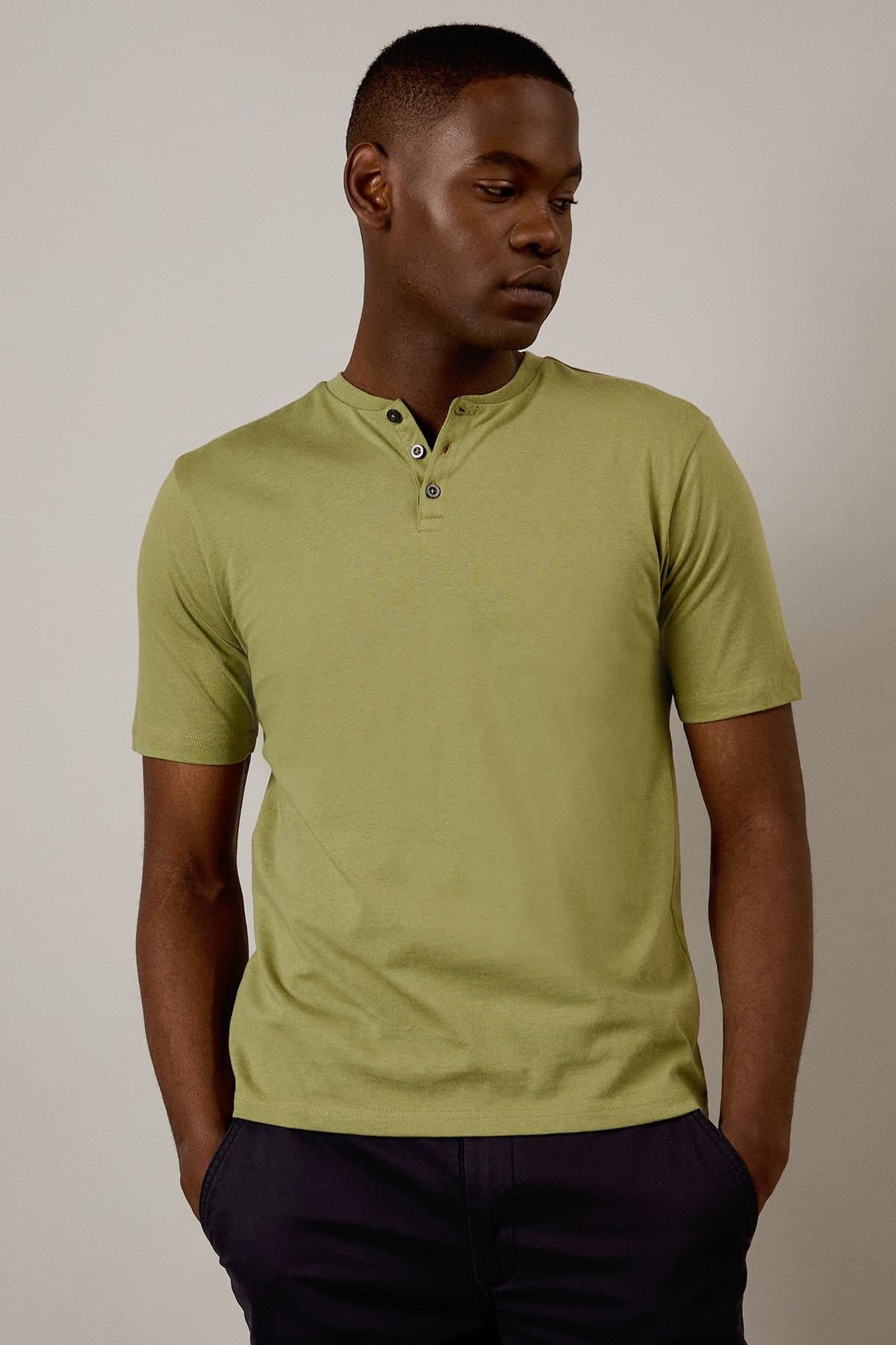 Burton Burton Men's Khaki Grandad Neck T-shirt