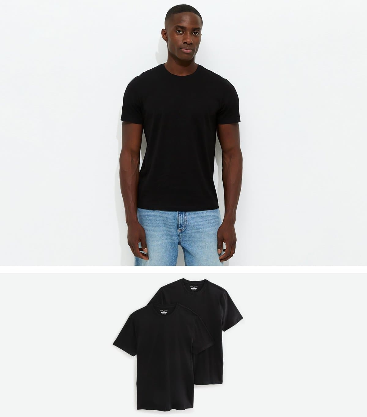 New Look Men's Pack Of 2 Black Regular Short Sleeve T-Shirts New Look