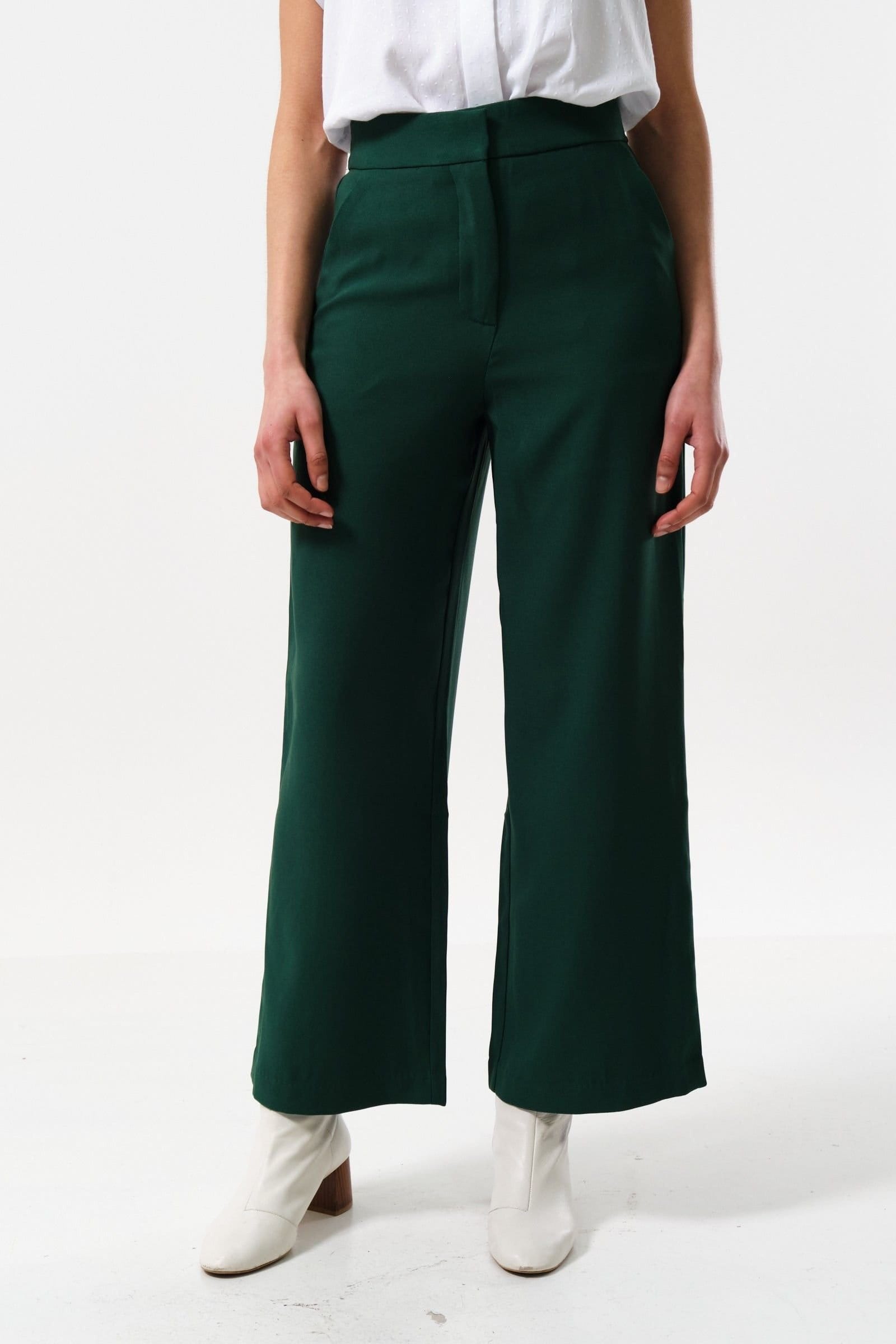 Louche Women's Tilde Satin Back Crepe Wide Leg Trousers - Forest