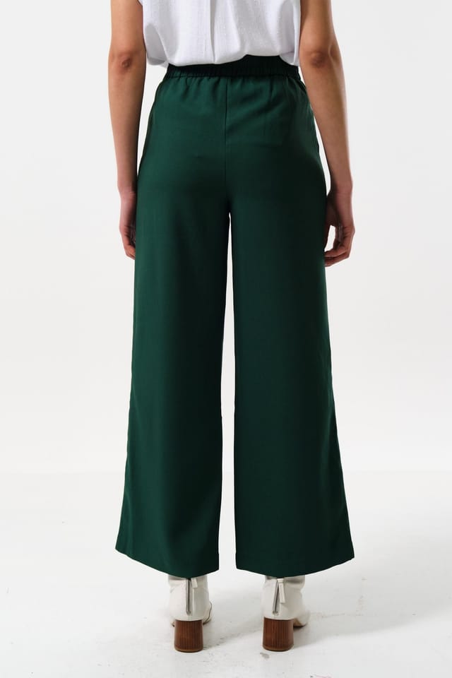 Louche Louche Women's Tilde Satin Back Crepe Wide Leg Trousers - Forest Green - 2