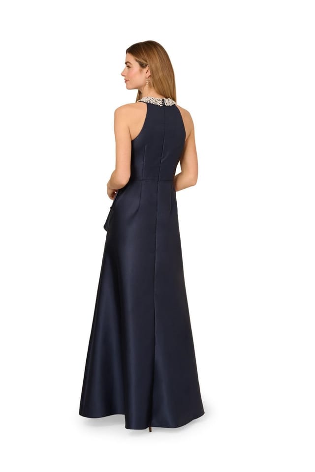 Adrianna Papell Adrianna Papell Women's Embellished Mikado Gown in Navy - 3