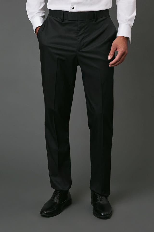 Burton Burton Men's Black Tailored Fit Tuxedo Suit Trousers - 2