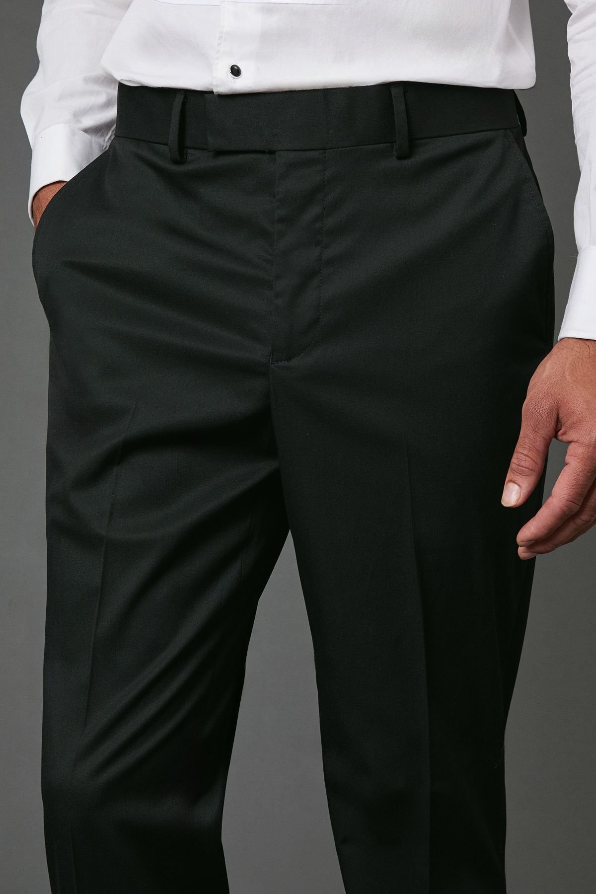 Burton Burton Men's Black Tailored Fit Tuxedo Suit Trousers - 3