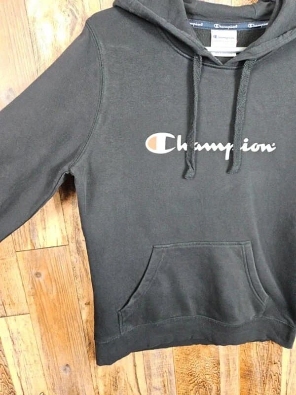 Champion Champion - Black Script Logo Hoodie - Size M - Authentic Athleticwear
