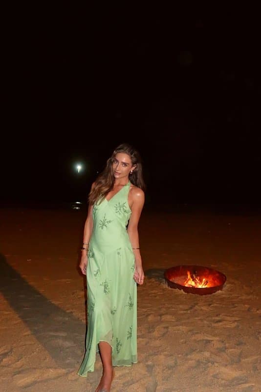 ASOS Green vintage embellishmed maxi dress