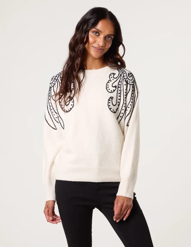 Blue Vanilla Embroidery Shoulder Detailing Jumper - 2