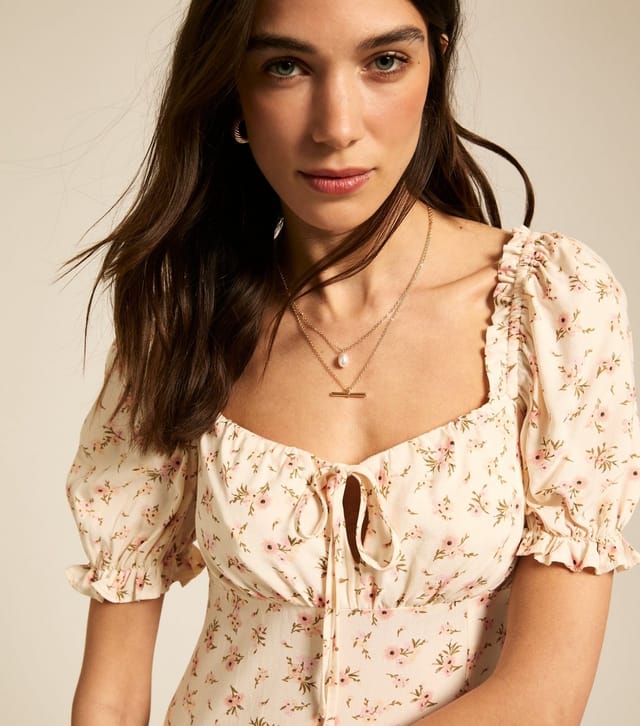 New Look Women's Cream Floral Print Milkmaid Mini Dress New Look - 2