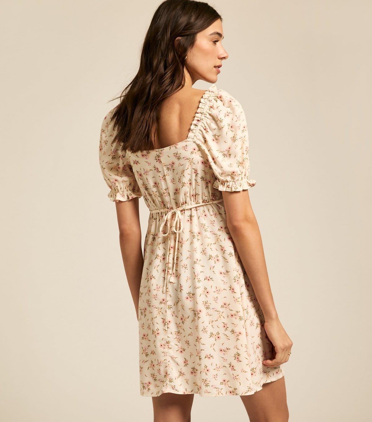 New Look Women's Cream Floral Print Milkmaid Mini Dress New Look - 4