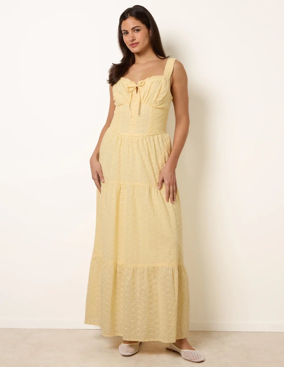 Blue Vanilla Broderie Button Down Maxi Dress