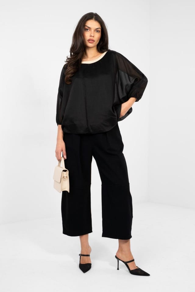 Love Lace Love Lace Women's Elegant Tencel Polyester Blouse with Lining Style 224388 in Black - 2