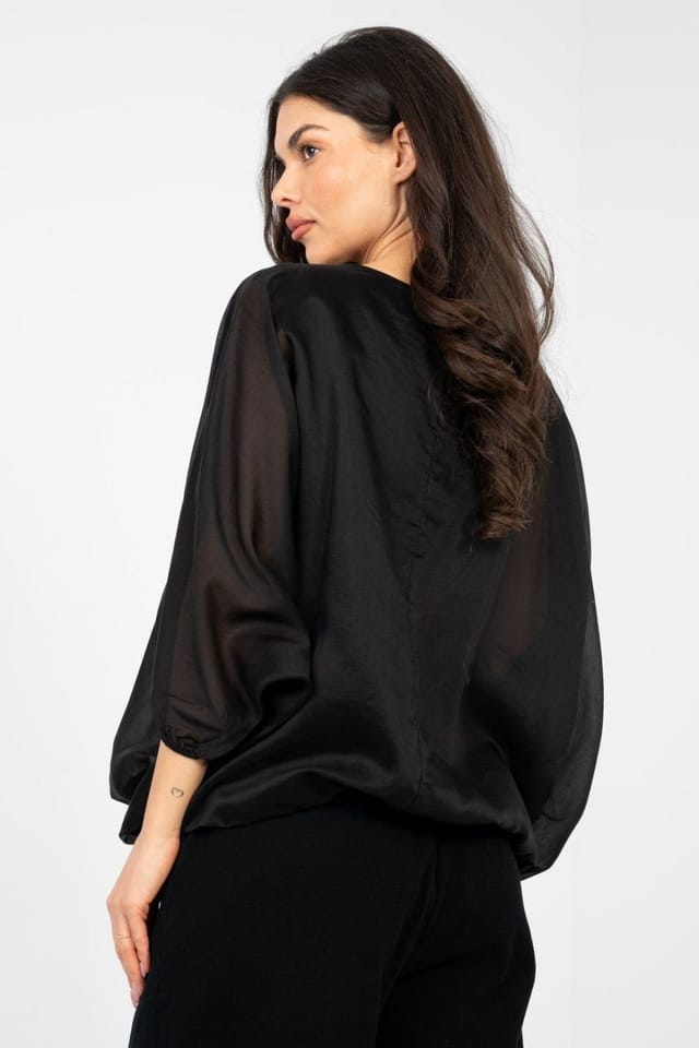 Love Lace Love Lace Women's Elegant Tencel Polyester Blouse with Lining Style 224388 in Black - 3