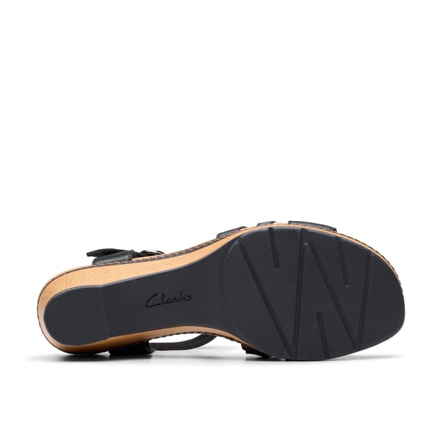 Clarks Clarks Women's Seannah Madi Black Leather Wedge Sandals - 3