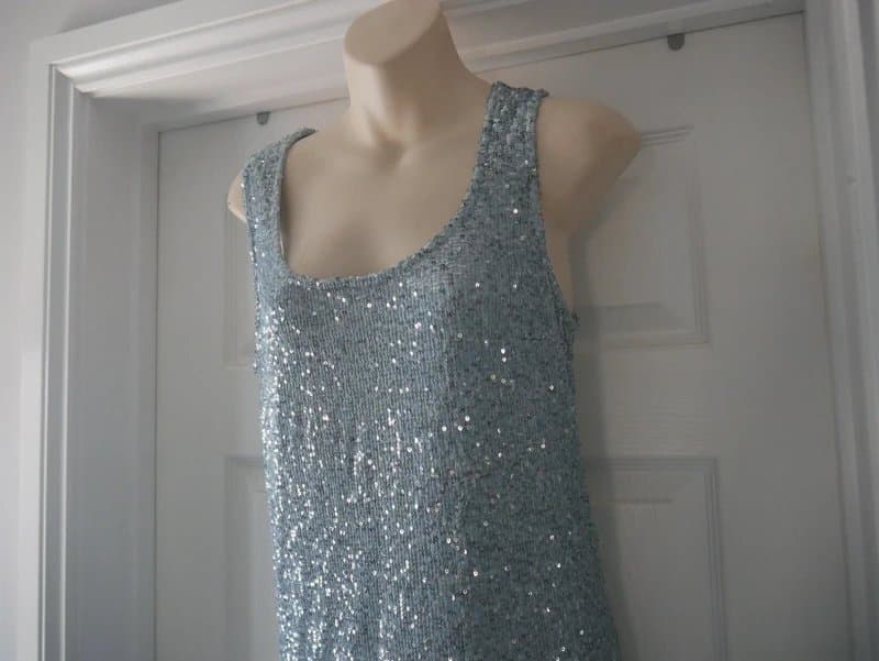 River Island River Island Dress Ladies Size 10 Blue Sequin Evening Ball Gown Prom Stretch New