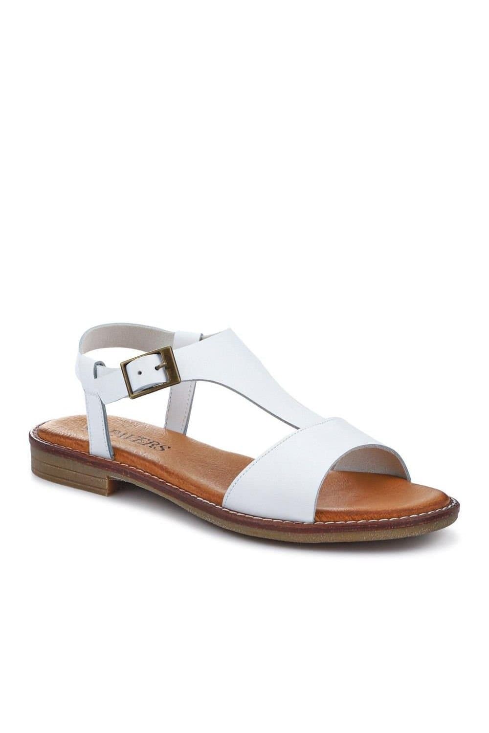 Pavers Pavers Women's All-Leather Buckled Sandals in White