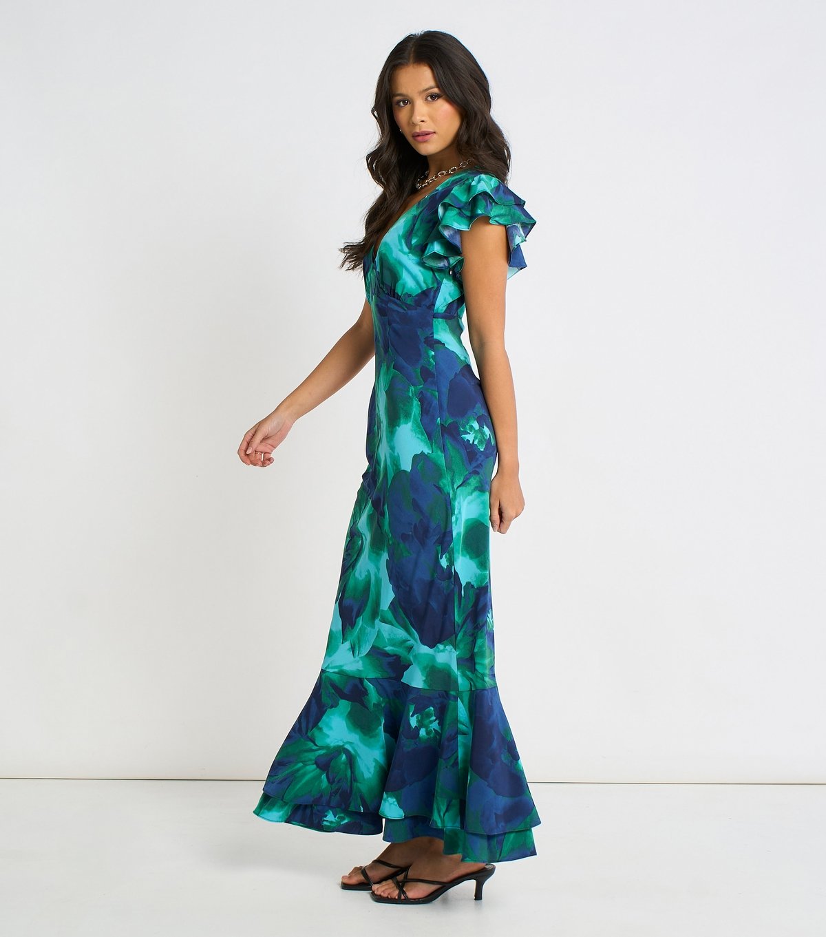 Gini London Women's Green Floral Print Maxi Dress Gini London New Look - 3