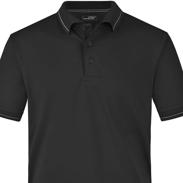 James and Nicholson James and Nicholson Men's Elasticated Polo Shirt in Black - 2