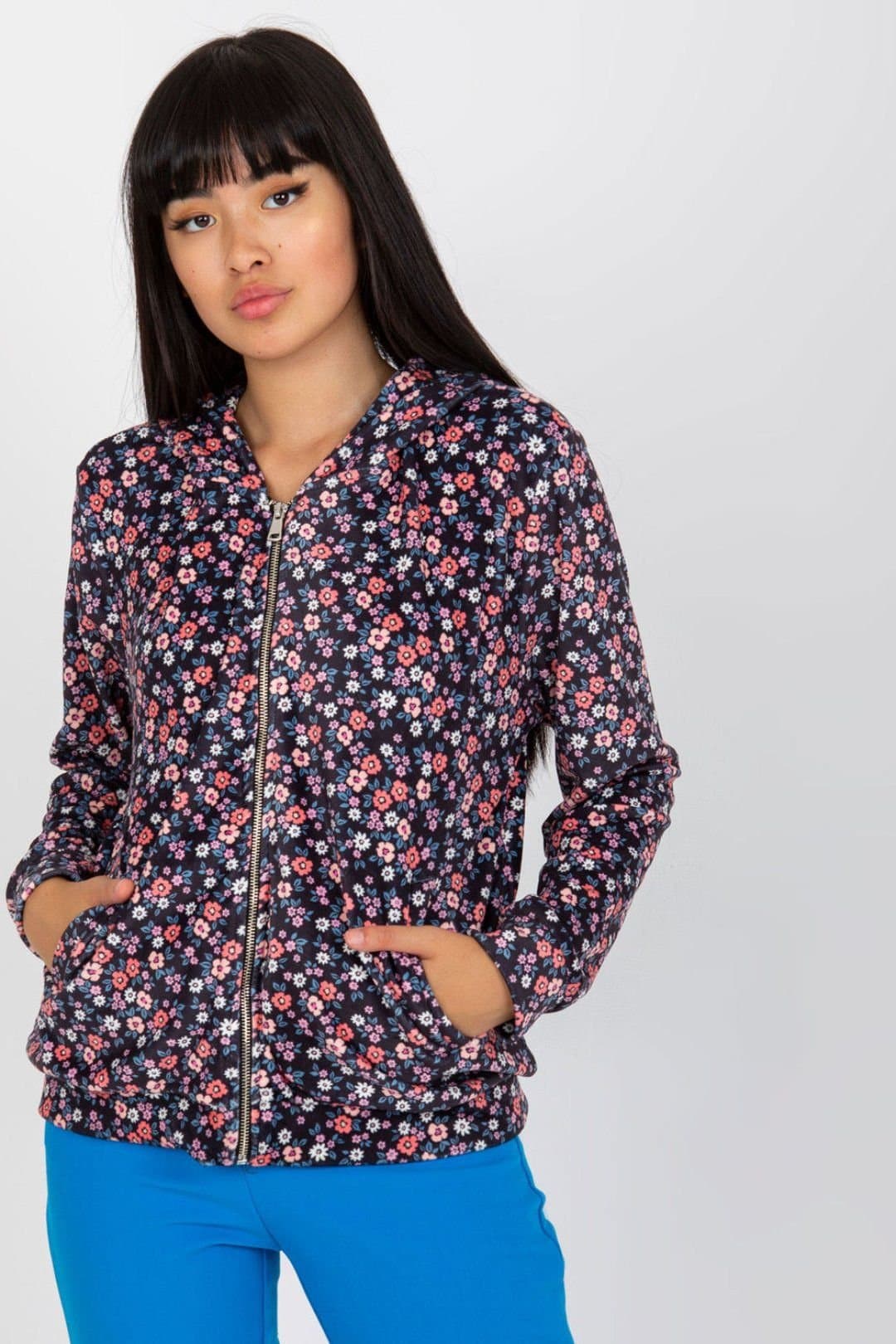 Love Lace Love Lace Women's Zip Front Long Sleeve Sweatshirt Style 169897 in Navy