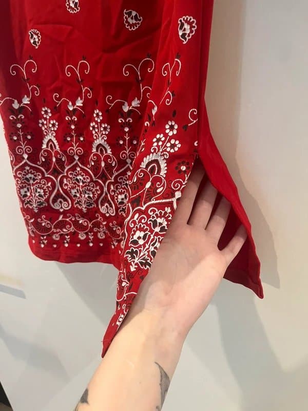 Vintage Dressing Vintage red paisley print pattern split hem strappy cami vest top