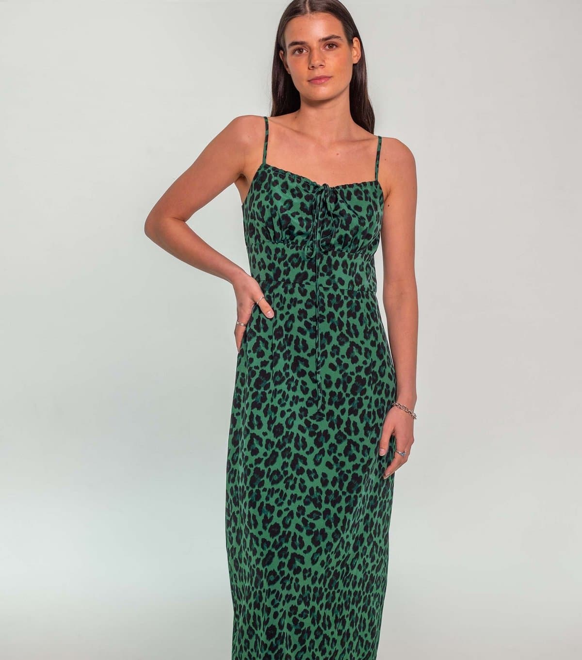 Sunshine Soul Women's Green Animal Print Strappy Midi Sundress Sunshine Soul New Look