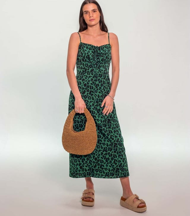 Sunshine Soul Women's Green Animal Print Strappy Midi Sundress Sunshine Soul New Look - 2