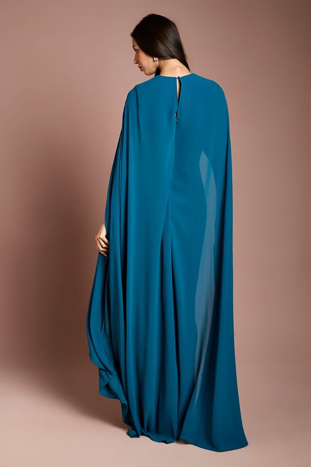 Coast Coast Women's Cape Sleeve Maxi Dress in Teal - 3