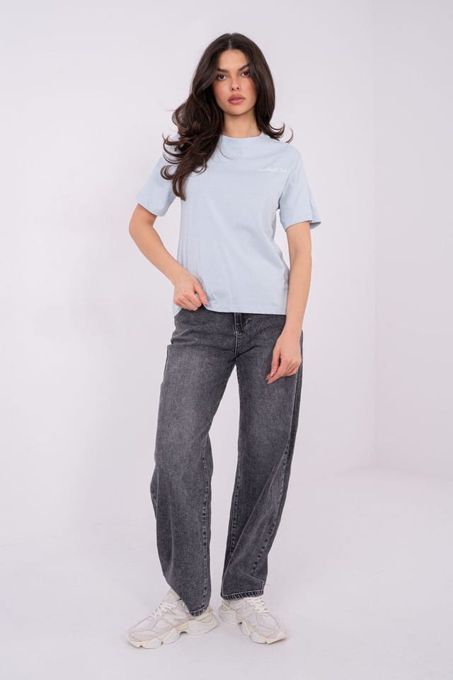 Love Lace Love Lace Women's Cotton Casual T-Shirt with Back Graphic in Blue - 2
