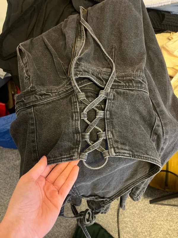 ASOS Denim Halter an lace up back dungarees