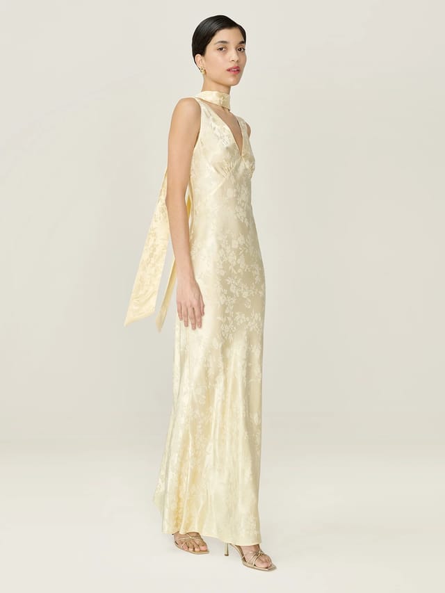 OMNES Iris Jacquard Dress in Double Cream - 3