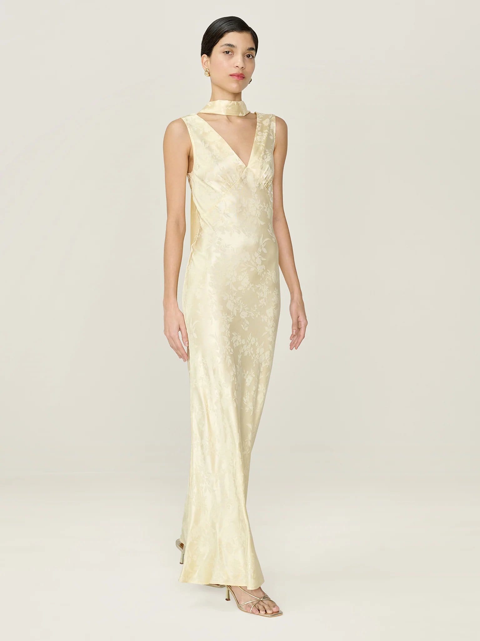 OMNES Iris Jacquard Dress in Double Cream - 4