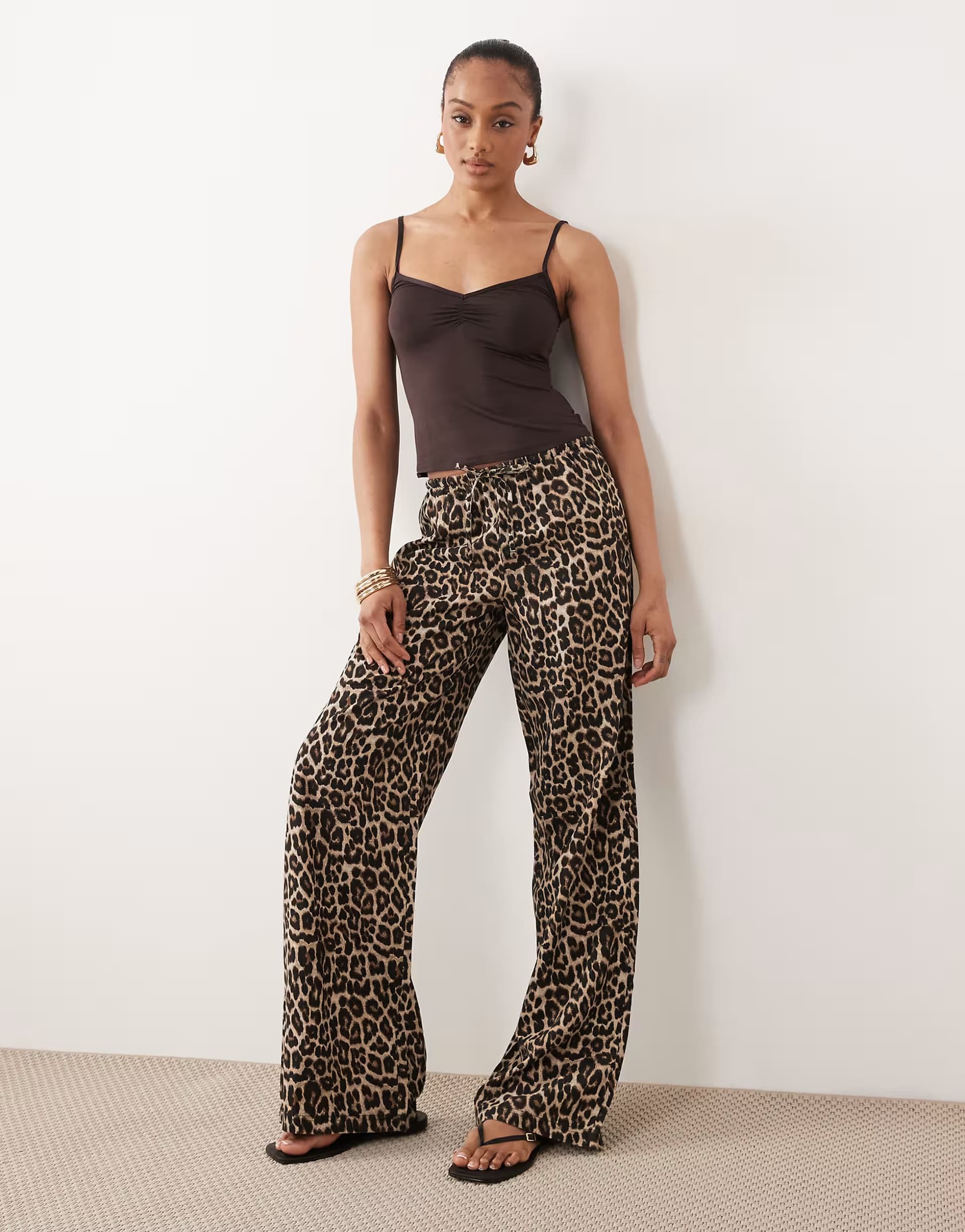 ASOS ONLY Tall tie detail pull on trousers in animal print