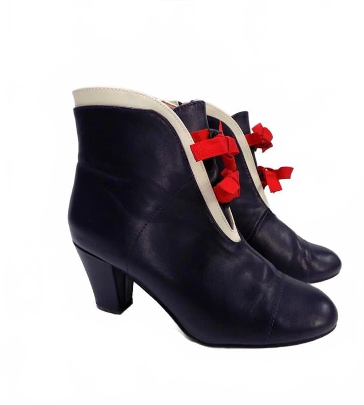 Lulu Hun Retro Boots Navy Blue UK 6 Womens Block Heel Ankle Vintage Sailor Style Lulu Hun