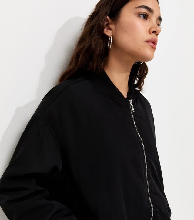 New Look Women's Black Longline Padded Bomber Jacket New Look - 2