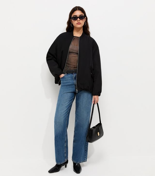 New Look Women's Black Longline Padded Bomber Jacket New Look - 3