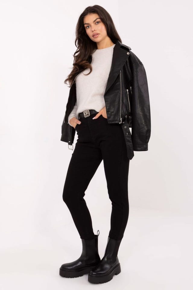 Love Lace Love Lace Women's High Waist Skinny Fit Jeans with Belt in Black - 2